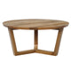 Nina 30 inch Round Mango Wood Coffee Table - Handcrafted Natural Brown, Sturdy 3-Leg Sled Base By The Urban Port