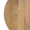 Nina 30 inch Round Mango Wood Coffee Table - Handcrafted Natural Brown, Sturdy 3-Leg Sled Base By The Urban Port