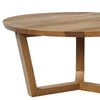 Nina 30 inch Round Mango Wood Coffee Table - Handcrafted Natural Brown, Sturdy 3-Leg Sled Base By The Urban Port