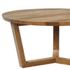 Vega 30 inch Round Mango Wood Coffee Table - Handcrafted Natural Brown Sturdy 3-Leg Sled Base By The Urban Port UPT-276375