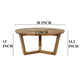Nina 30 inch Round Mango Wood Coffee Table - Handcrafted Natural Brown, Sturdy 3-Leg Sled Base By The Urban Port