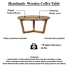 Nina 30 inch Round Mango Wood Coffee Table - Handcrafted Natural Brown, Sturdy 3-Leg Sled Base By The Urban Port