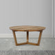 Nina 30 inch Round Mango Wood Coffee Table - Handcrafted Natural Brown, Sturdy 3-Leg Sled Base By The Urban Port