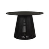 Ridge 47 Inch Handcrafted Mango Wood Round Dining Table, Slatted Flared Base, Black By The Urban Port
