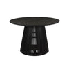 Ridge 47 Inch Handcrafted Mango Wood Round Dining Table, Slatted Flared Base, Black By The Urban Port