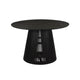 Ridge 47 Inch Handcrafted Mango Wood Round Dining Table, Slatted Flared Base, Black By The Urban Port