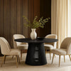 Ridge 47 Inch Handcrafted Mango Wood Round Dining Table, Slatted Flared Base, Black By The Urban Port