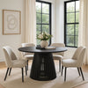 Ridge 47 Inch Handcrafted Mango Wood Round Dining Table, Slatted Flared Base, Black By The Urban Port