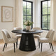 Ridge 47 Inch Handcrafted Mango Wood Round Dining Table, Slatted Flared Base, Black By The Urban Port