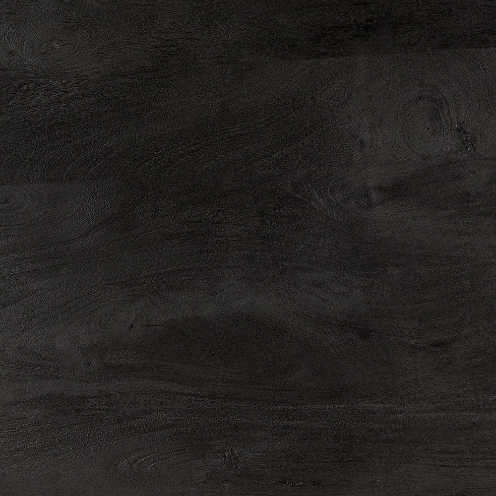 Ridge 47 Inch Handcrafted Mango Wood Round Dining Table, Slatted Flared Base, Black By The Urban Port