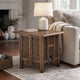 21 Inch Boho Side End Table, Floral Carved Details, Foldable Panel Legs, Natural Walnut Brown - The Urban Port