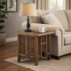 21 Inch Boho Side End Table, Floral Carved Details, Foldable Panel Legs, Natural Walnut Brown - The Urban Port