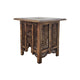 21 Inch Boho Side End Table, Floral Carved Details, Foldable Panel Legs, Natural Walnut Brown - The Urban Port
