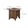 21 Inch Boho Side End Table, Floral Carved Details, Foldable Panel Legs, Natural Walnut Brown - The Urban Port