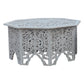 Nesting Coffee Tables, Set of 2, Handcrafted Carved Cut Out Floral Motifs, Antique White and Gray - The Urban Port