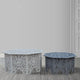 Nesting Coffee Tables Set of 2 Handcrafted Carved Cut Out Floral Motifs Antique White and Gray - The Urban Port UPT-277207