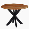 Kuri 41 Inch Handcrafted Live Edge Round Dining Table with a Natural Brown Acacia Wood Top and Black Iron Legs By The Urban Port
