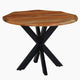 Kuri 41 Inch Handcrafted Live Edge Round Dining Table with a Natural Brown Acacia Wood Top and Black Iron Legs By The Urban Port