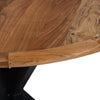 Kuri 41 Inch Handcrafted Live Edge Round Dining Table with a Natural Brown Acacia Wood Top and Black Iron Legs By The Urban Port