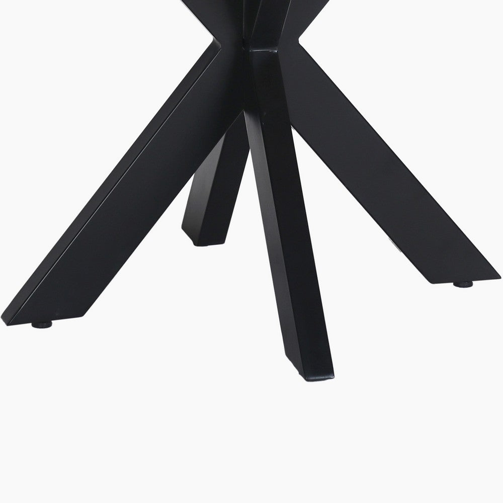Kuri 41 Inch Handcrafted Live Edge Round Dining Table with a Natural Brown Acacia Wood Top and Black Iron Legs By The Urban Port