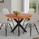 Kuri 41 Inch Handcrafted Live Edge Round Dining Table with a Natural Brown Acacia Wood Top and Black Iron Legs By The Urban Port