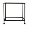 Aurelia 20 Inch Artisanal Side End Table Hammered Tray Top Antique Bronze Industrial Black Iron Frame by The Urban Port