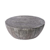 Arthur 36 Inch Farmhouse Style Handcrafted Mango Wood Coffee Table, Round Drum Shape, Sandblasted Black The Urban Port