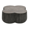 36 Inch Artisanal Classic Coffee Table Clover Leaf Drum Shaped Mango Wood Frame Gray By The Urban Port UPT-293346