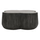36 Inch Artisanal Classic Coffee Table Clover Leaf Drum Shaped Mango Wood Frame Gray By The Urban Port UPT-293346