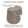 22 Inch Side End Table Mango Wood Drum Shape with Handcrafted Grooved Edges Gray The Urban Port UPT-293348