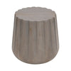 22 Inch Side End Table Mango Wood Drum Shape with Handcrafted Grooved Edges Gray The Urban Port UPT-293348