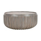 Alisha 36 Inch Coffee Table Handcrafted Drum Shape with Ribbed Edges Gray Mango Wood The Urban Port UPT-293349