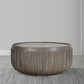 Alisha 36 Inch Coffee Table, Handcrafted Drum Shape with Ribbed Edges, Gray Mango Wood  The Urban Port