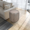 Alisha 25 Inch Side End Table Handcrafted Mango Wood Drum Shape with Ribbed Edges Gray The Urban Port UPT-293350