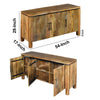 54 Inch Sideboard Console with 3 Grooved Cabinet Doors Iron Handles Natural Brown Mango Wood By The Urban Port UPT-293351