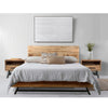 Bree Modern Rustic Queen Size Platform Bed Brown Acacia & Mango Wood Frame Black Iron Angled Legs By The Urban Port