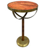 13 Inch Drink End Table Etched Design Martini Glass Shape Antique Brass and Brown by The Urban Port UPT-293501