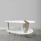 36 Inch Modern Coffee Table Oval Elliptical Shape White Mango Wood With Antique Brass The Urban Port UPT-293502