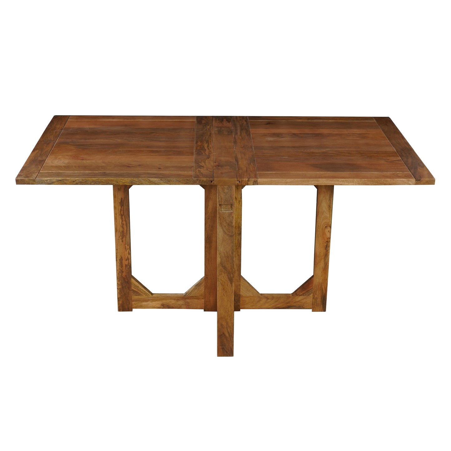 Modern Farmhouse Rectangular Dining Table 62" Handcrafted Natural Mango Wood with Magnetic Catchers By The Urban Port