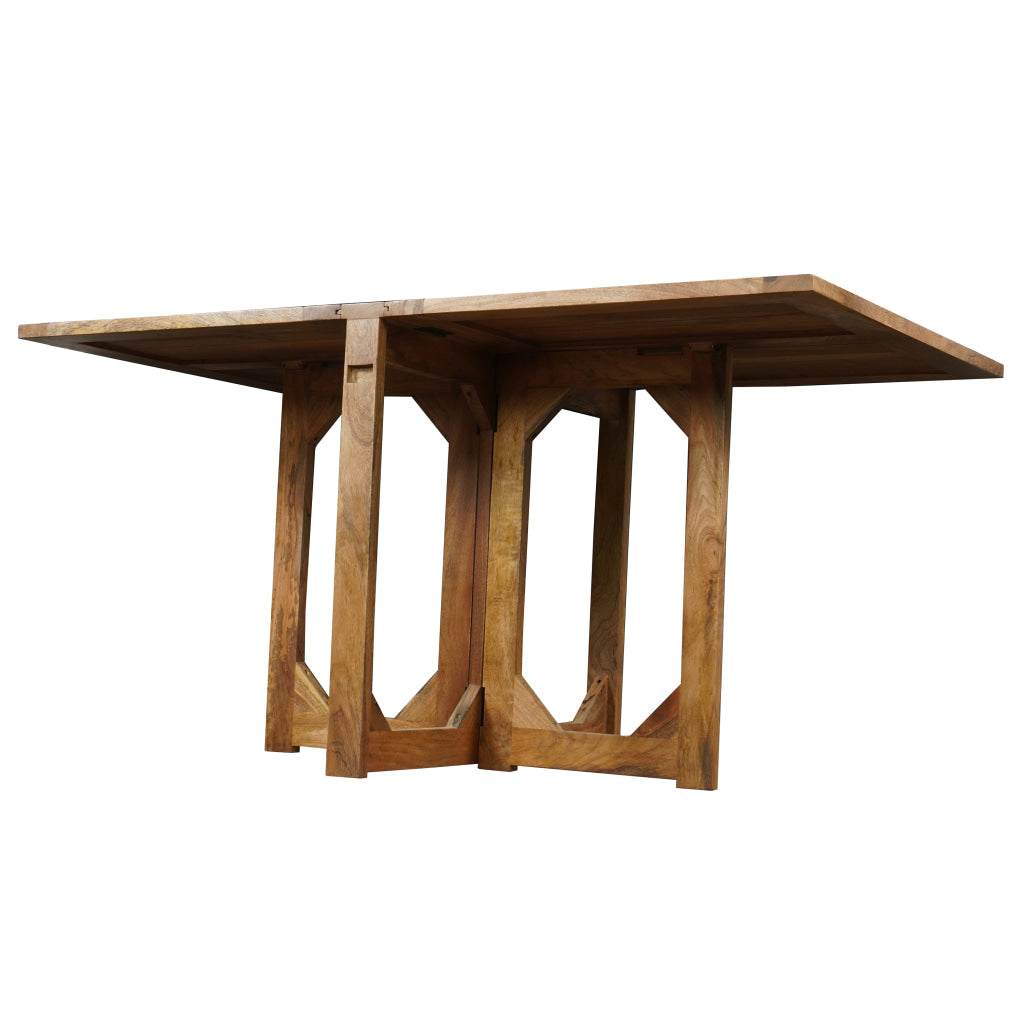 Modern Farmhouse Rectangular Dining Table 62" Handcrafted Natural Mango Wood with Magnetic Catchers By The Urban Port