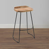 Tiva 30 Inch Handcrafted Backless Barstool Natural Brown Mango Wood Saddle Seat Black Metal BaseBy The Urban Port UPT-294095