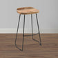 Tiva 30 Inch Handcrafted Backless Barstool, Natural Brown Mango Wood Saddle Seat, Black Metal BaseBy The Urban Port