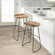 Tiva 30 Inch Handcrafted Backless Barstool Natural Brown Mango Wood Saddle Seat Black Metal BaseBy The Urban Port UPT-294095