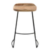 Tiva 30 Inch Handcrafted Backless Barstool Natural Brown Mango Wood Saddle Seat Black Metal BaseBy The Urban Port UPT-294095