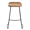 Tiva 30 Inch Handcrafted Backless Barstool Mango Wood Saddle Seat Black Metal Base By The Urban Port UPT-294095