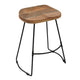 Tiva 24 Inch Handcrafted Backless Counter Height Stool Brown Mango Wood Saddle Seat Black Metal Base By The Urban Port UPT-294096