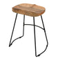 Tiva 24 Inch Handcrafted Backless Counter Height Stool Brown Mango Wood Saddle Seat Black Metal Base By The Urban Port UPT-294096