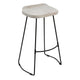 Tiva 30 Inch Handcrafted Backless Barstool Whitewashed Mango Wood Saddle Seat Black Metal Base By The Urban Port UPT-294097