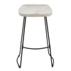 Tiva 30 Inch Handcrafted Backless Barstool Whitewashed Mango Wood Saddle Seat Black Metal Base By The Urban Port UPT-294097