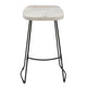 Tiva 30 Inch Handcrafted Backless Barstool Whitewashed Mango Wood Saddle Seat Black Metal Base By The Urban Port UPT-294097